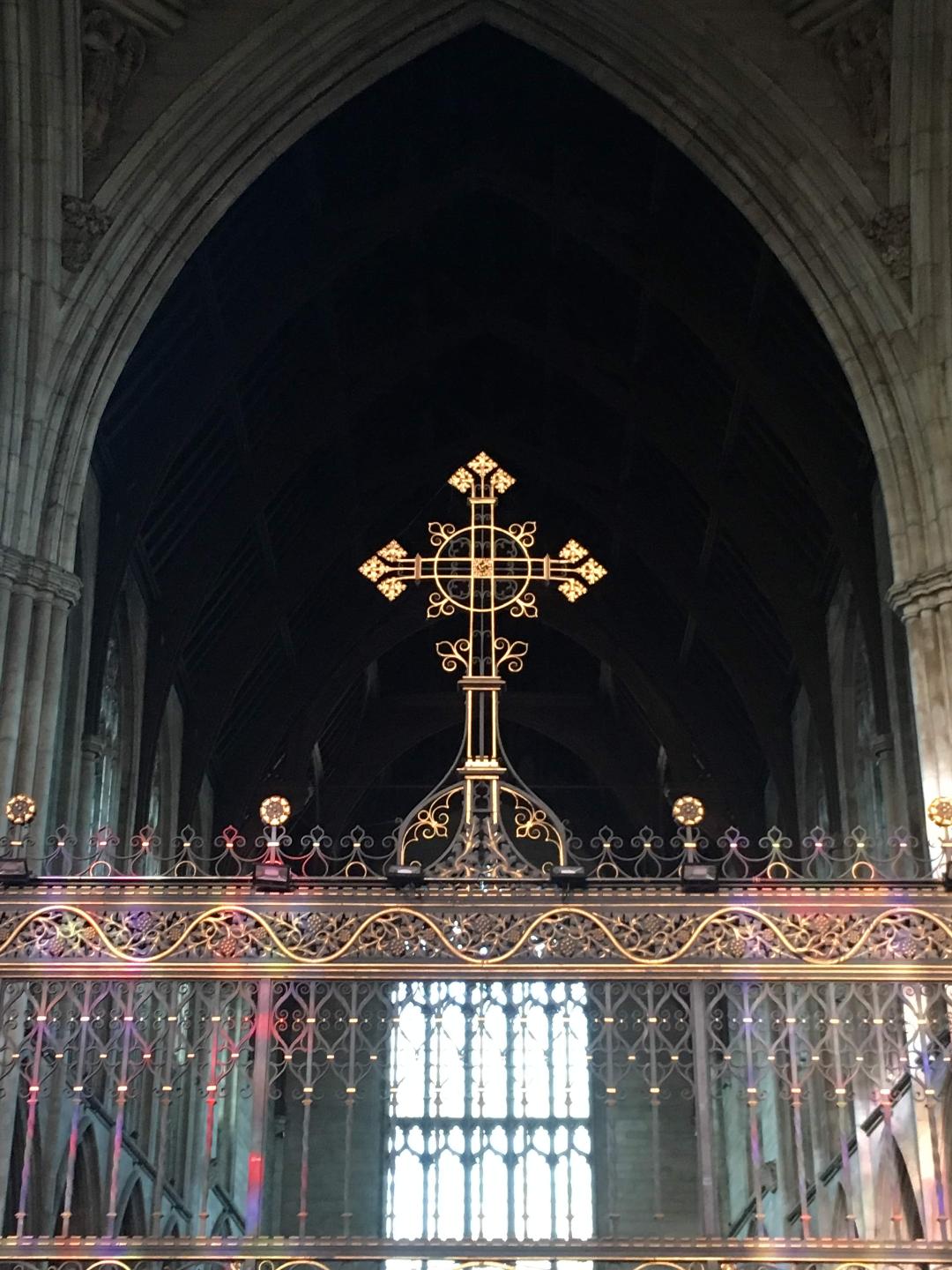 The rood screen cross looking towards the west window